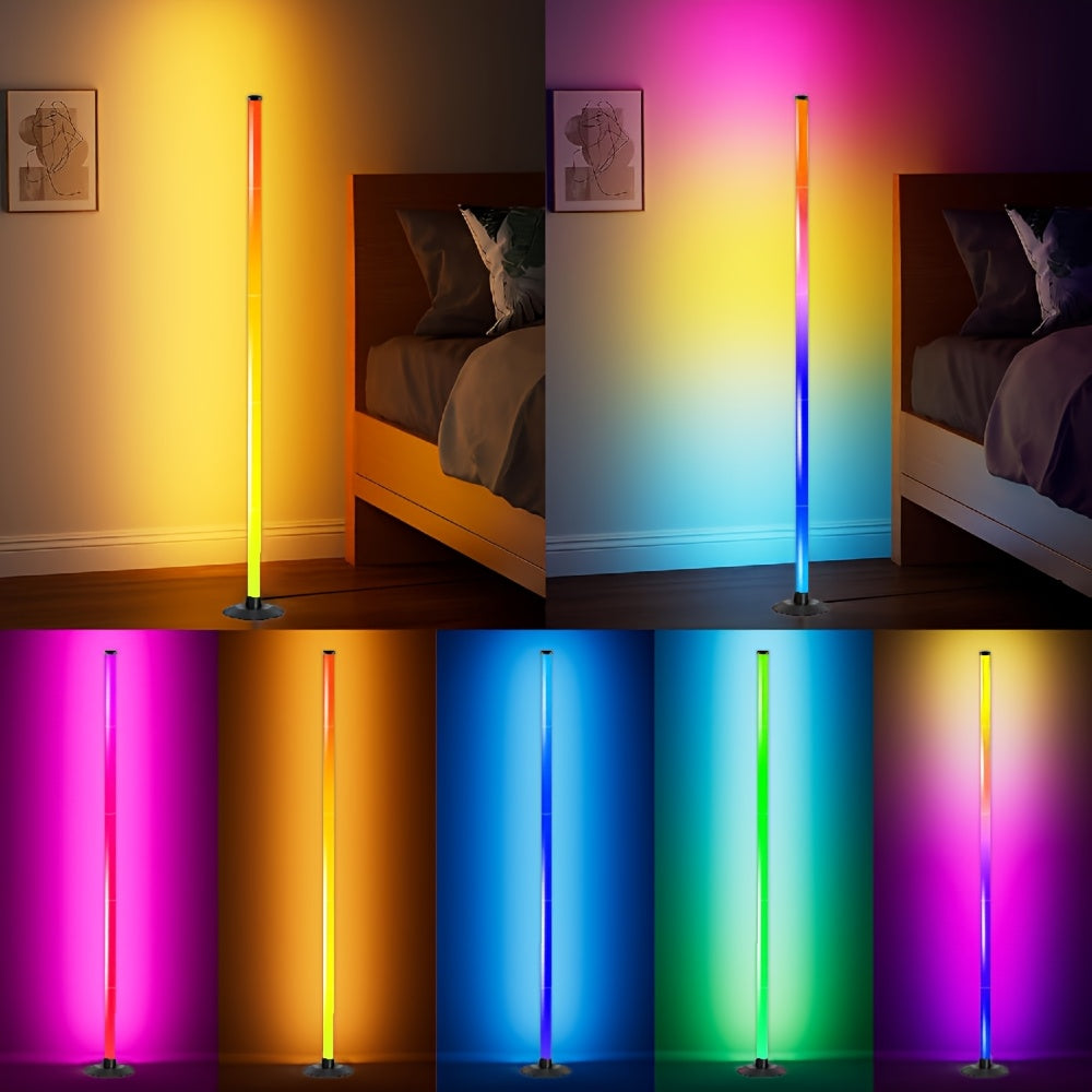 Lampadaire LED noir 140 cm, parfait pour créer une ambiance relaxante et personnalisable dans une chambre ou bureau.