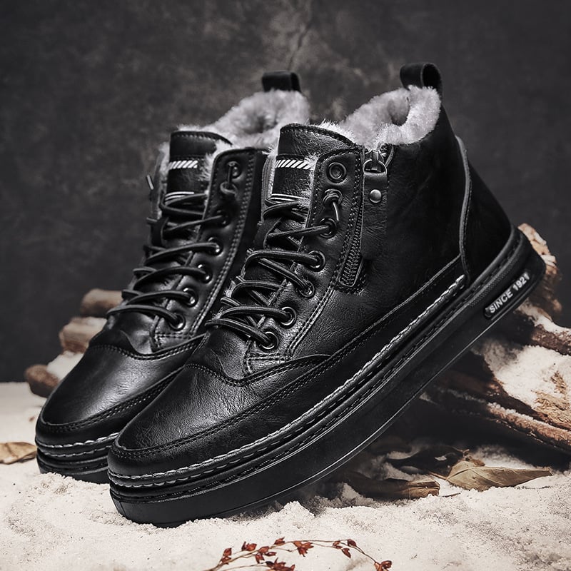 Bottines chaudes pour hommes, style polyvalent. Confortables et élégantes, idéales pour l'hiver et l'automne, avec lacets.