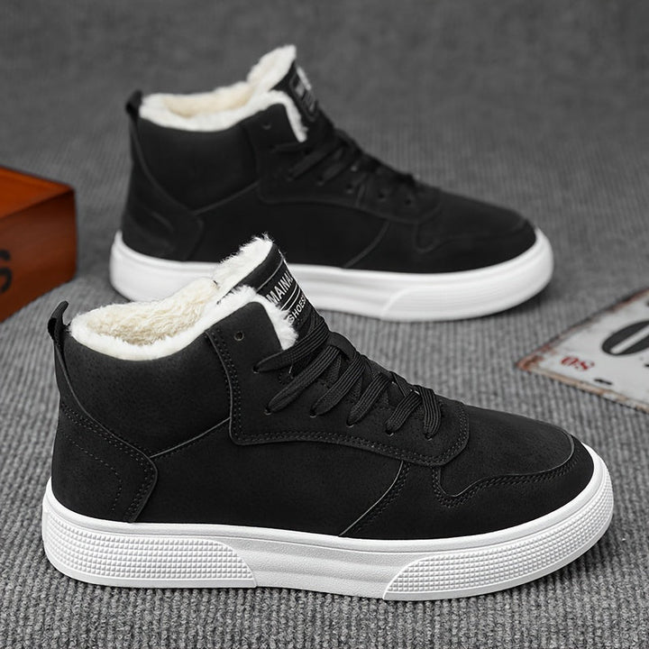 Bottes hiver homme, chaudes et confortables. Chaussures montantes élégantes avec lacets, parfaites pour le froid extérieur.