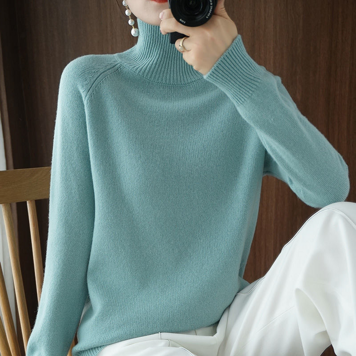 Pull chic col roulé Lina, vêtement femme élégant et décontracté.
