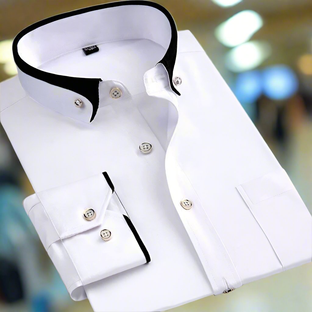 Chemise élégante homme coupe ajustée, manches longues, parfaite pour le bureau ou un style décontracté chic.