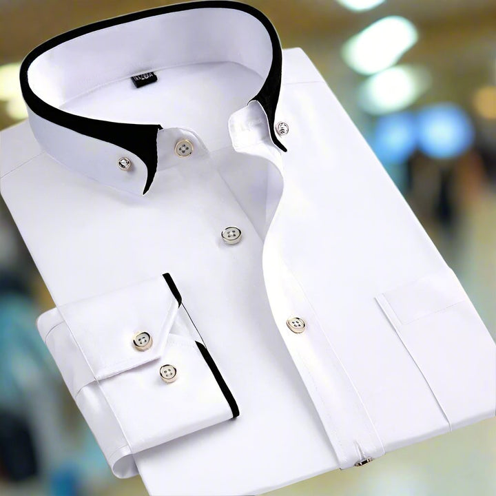 Chemise élégante homme coupe ajustée, manches longues, parfaite pour le bureau ou un style décontracté chic.