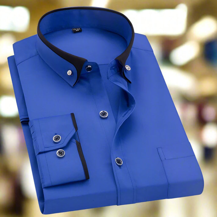 Chemise homme élégante, coupe ajustée, manches longues, créant une silhouette moderne pour toute occasion.