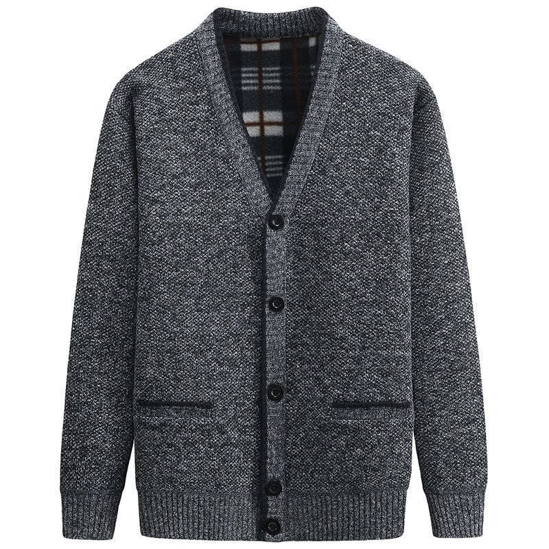 Cardigan homme doux et chaud, avec détails boutonnés. Idéal pour le confort quotidien et la mode automne-hiver.
