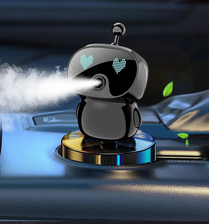 Diffuseur parfum voiture intelligent, robot aromathérapie sans fil pour fraîcheur et ambiance habitacle auto.