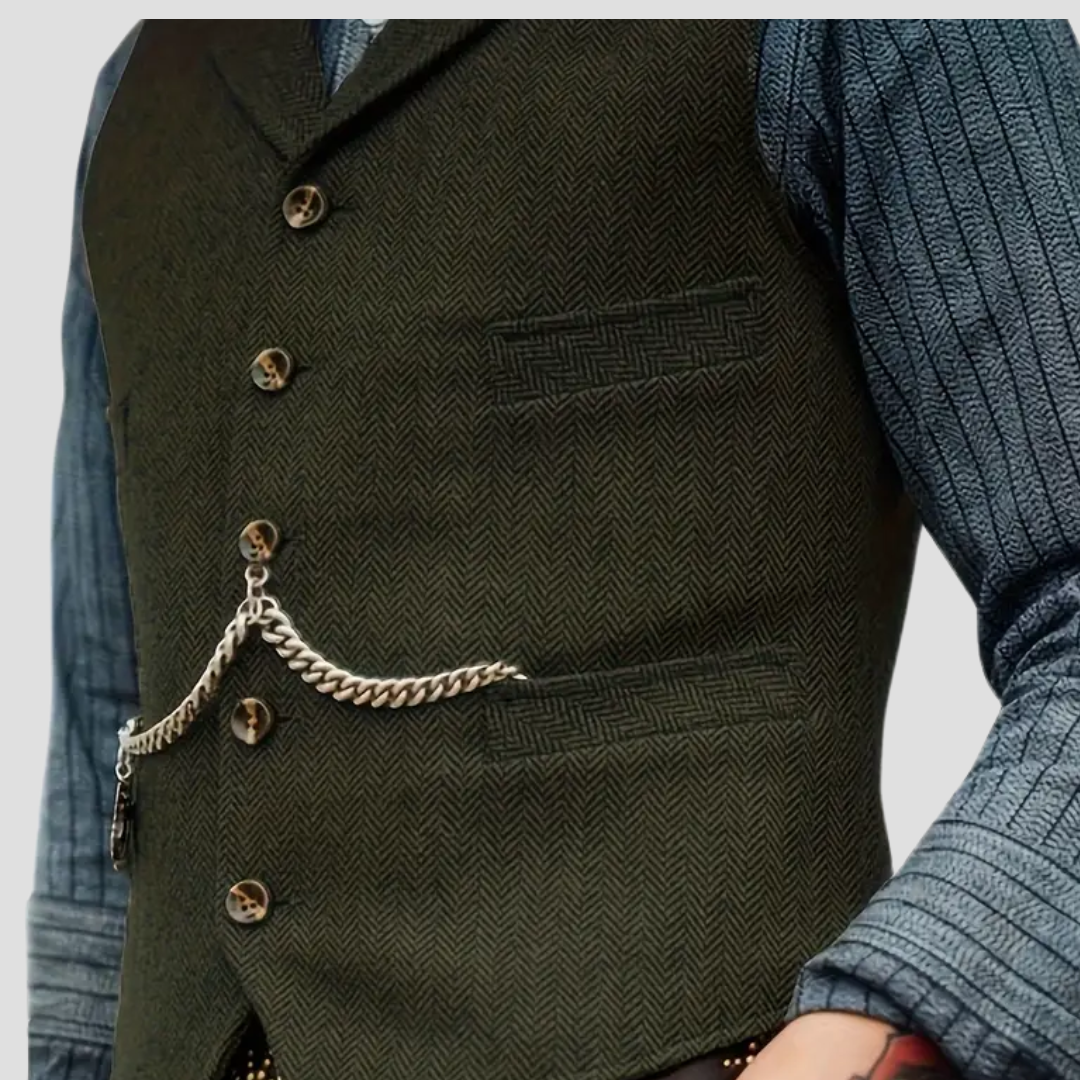 Gilet chic homme en laine mélangée bleu, pour superposition élégante en saison froide.