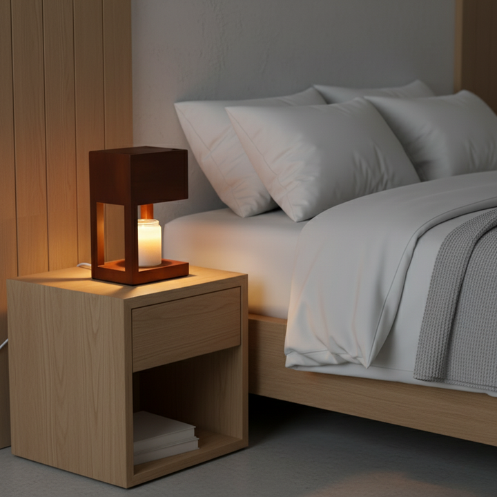 Réchauffe-bougie scandinave avec éclairage LED, crée une atmosphère apaisante et parfumée.