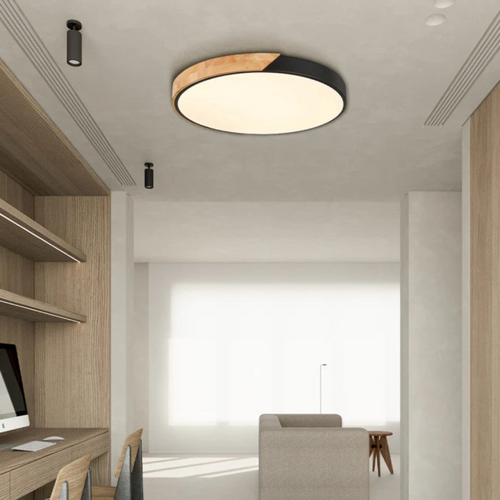 Plafonnier LED Delos Skandi, design minimaliste, apporte une touche scandinave élégante.