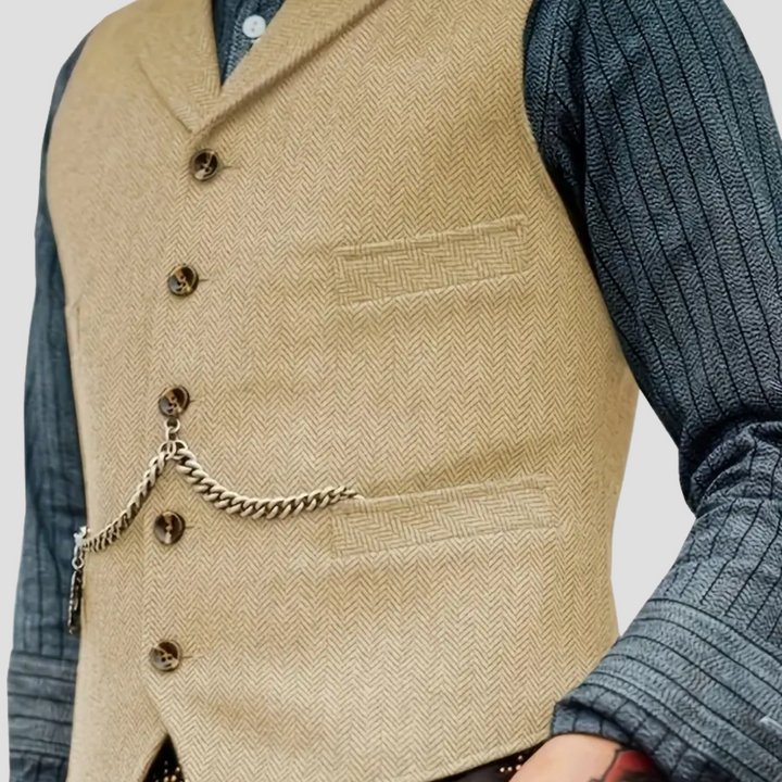 Gilet homme élégant et polyvalent, couleur taupe, coupe ajustée, parfait pour bureau ou sortie.