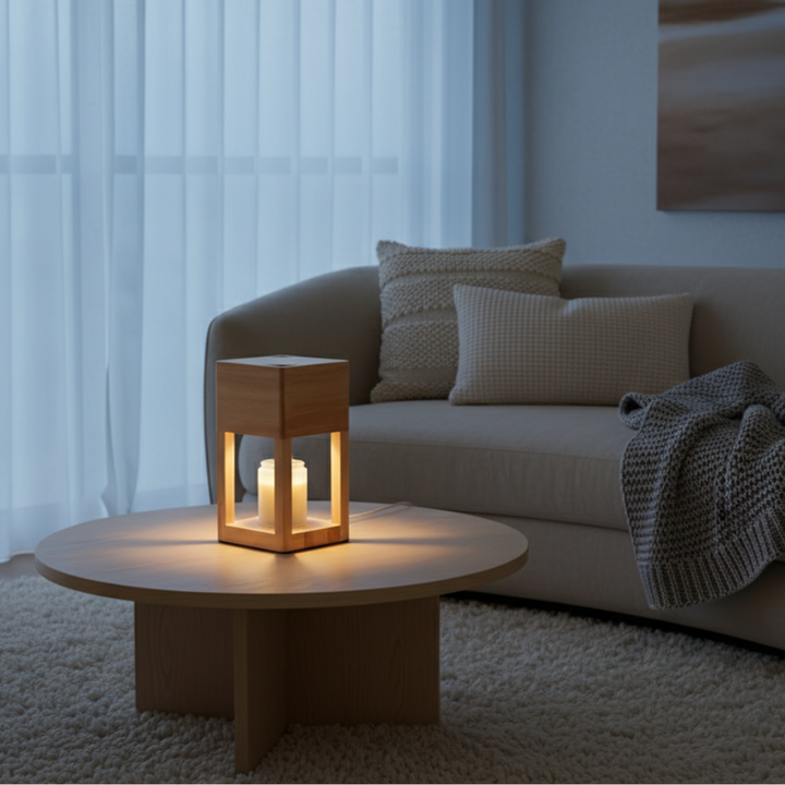 Décor moderne : lampe réchauffe-bougie scandinave, lumière double usage pour votre intérieur.