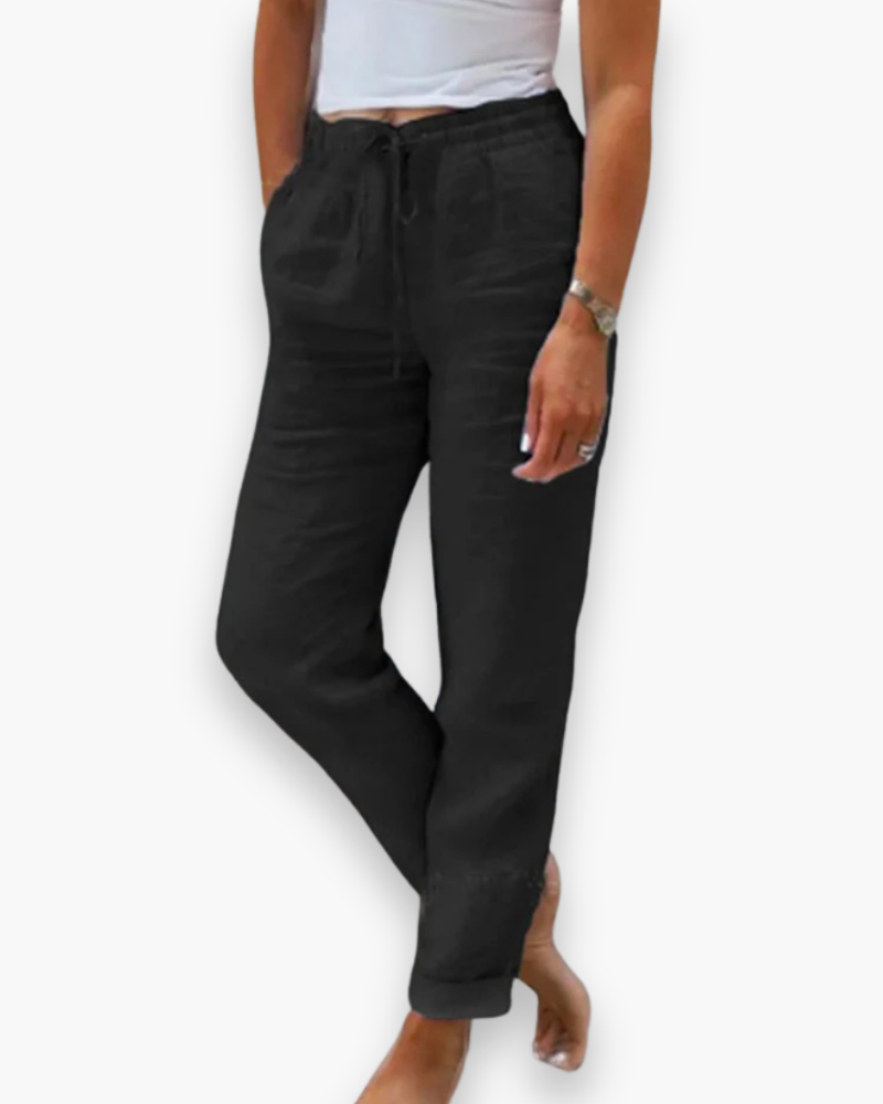 Mode femme : pantalon décontracté et confortable, excellent pour le quotidien et un look polyvalent chic.