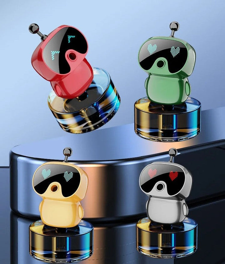 Diffuseur parfum voiture robot intelligent sans fil. Ambiance fraîcheur habitacle moderne, accessoire auto.
