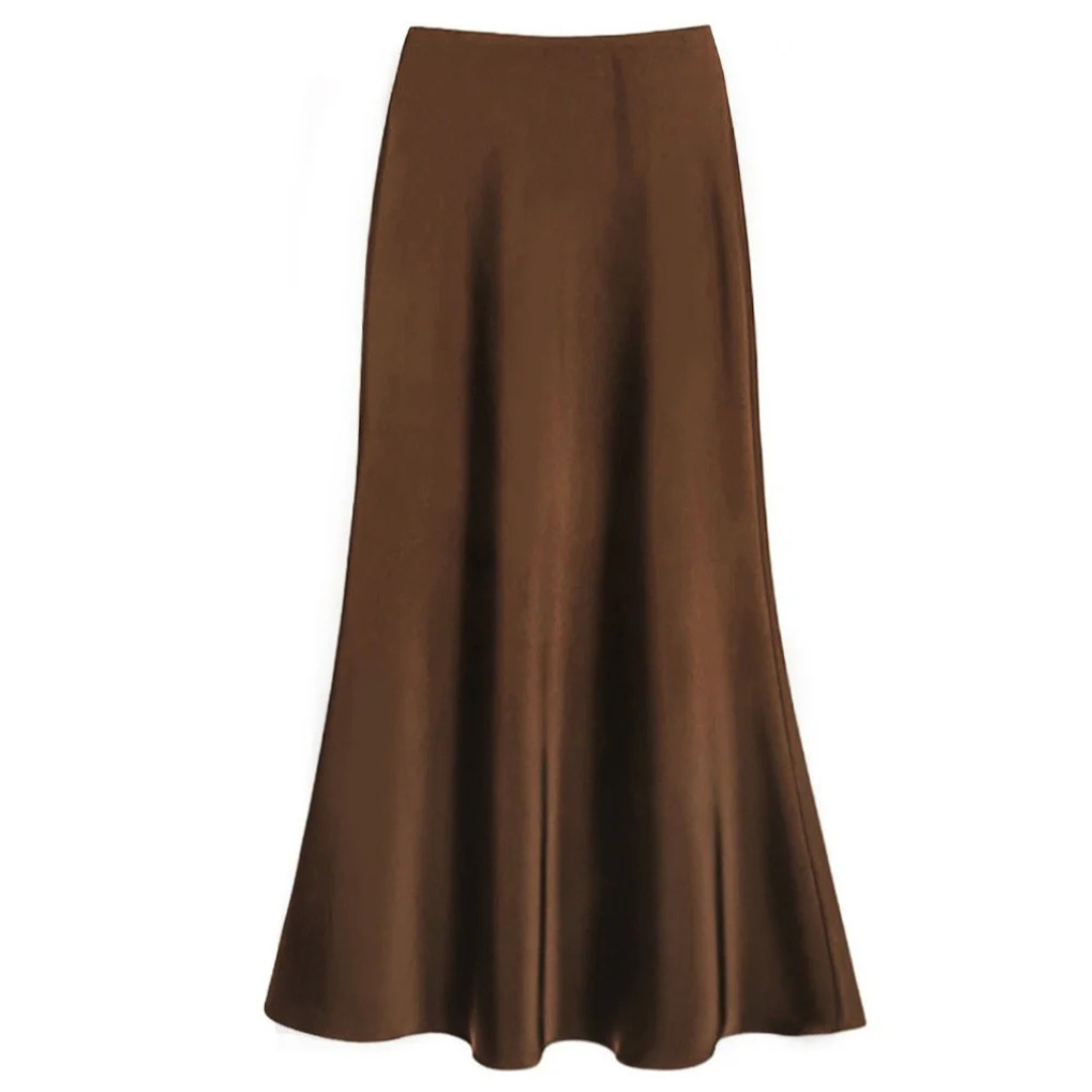 Jupe longue printemps-été, fluide et taille haute pour femme, offrant un confort élégant et chic.