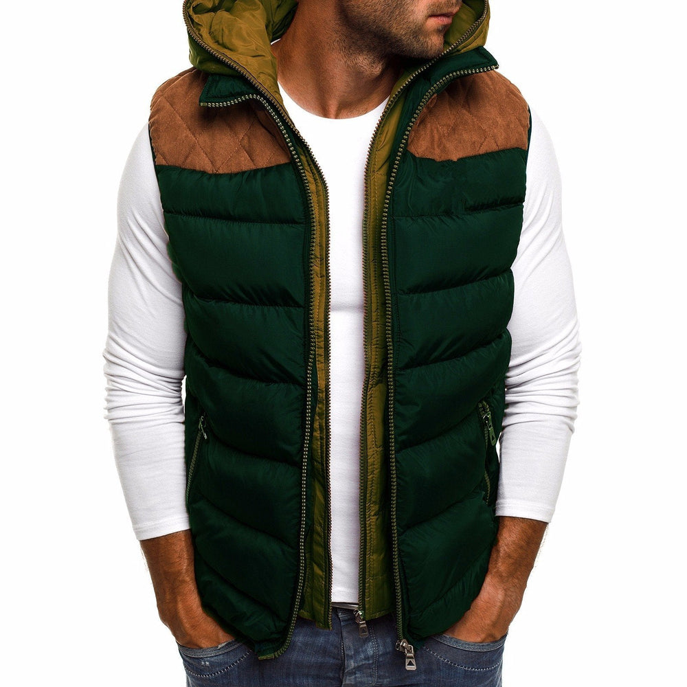 Gilet sans manches à capuche pour homme, parfait pour la superposition et les activités extérieures. Chaleur garantie.