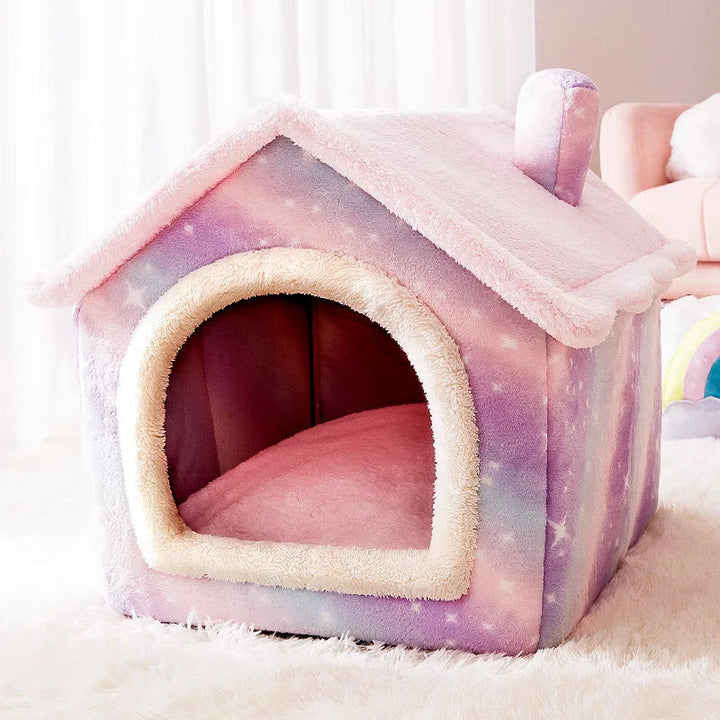 Maison animaux douillette lavable, refuge en peluche pour un repos confortable et sûr de votre chat ou chien.