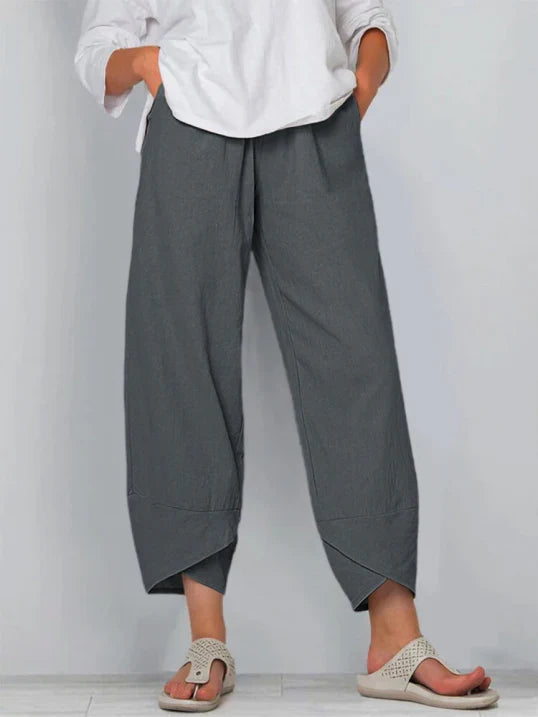 Pantalon femme léger et ample, idéal pour un confort estival et un style décontracté. Mode vacances féminine.