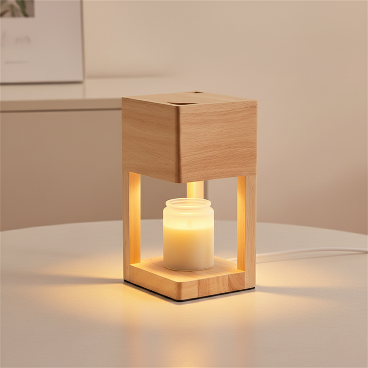 Lampe réchauffe-bougie scandinave moderne pour ambiance chaleureuse et parfum d'ambiance.