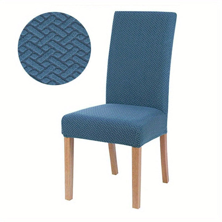 Housse de chaise élastique noire, motif moderne. Protection et décoration pour la salle à manger, entretien facile.