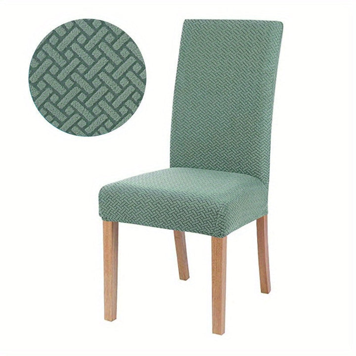 Housse de chaise extensible rouge, protection jacquard. Idéale pour la décoration et le confort de la maison.