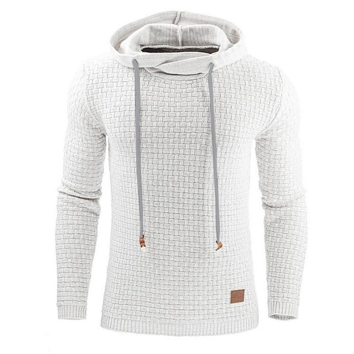 Pull à capuche homme gris, confortable et moderne pour un style décontracté d'hiver.