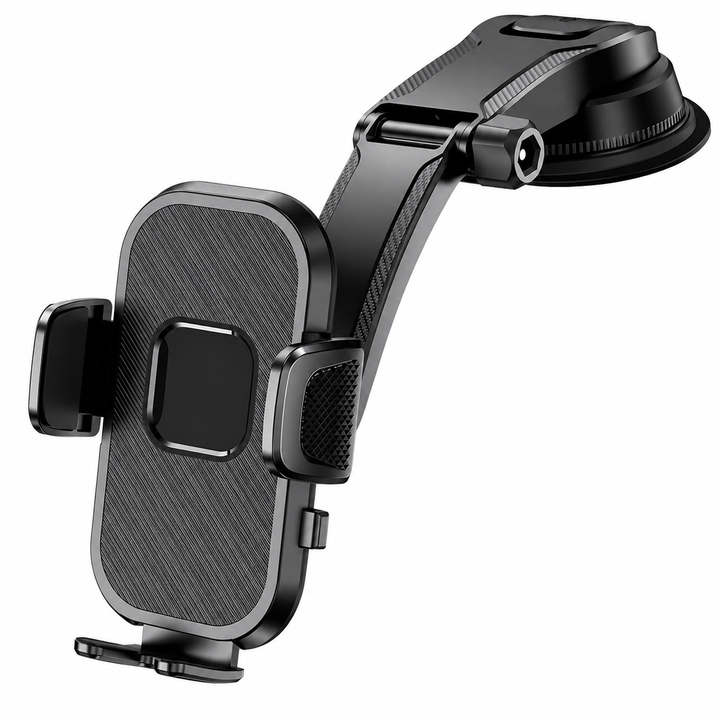 Fixation smartphone auto ajustable 360° en ABS. Idéal pour navigation et appels mains-libres.