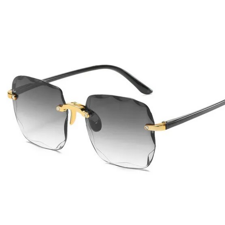 Lunettes de soleil vintage unisexe sans monture, verres dégradés protection UV.