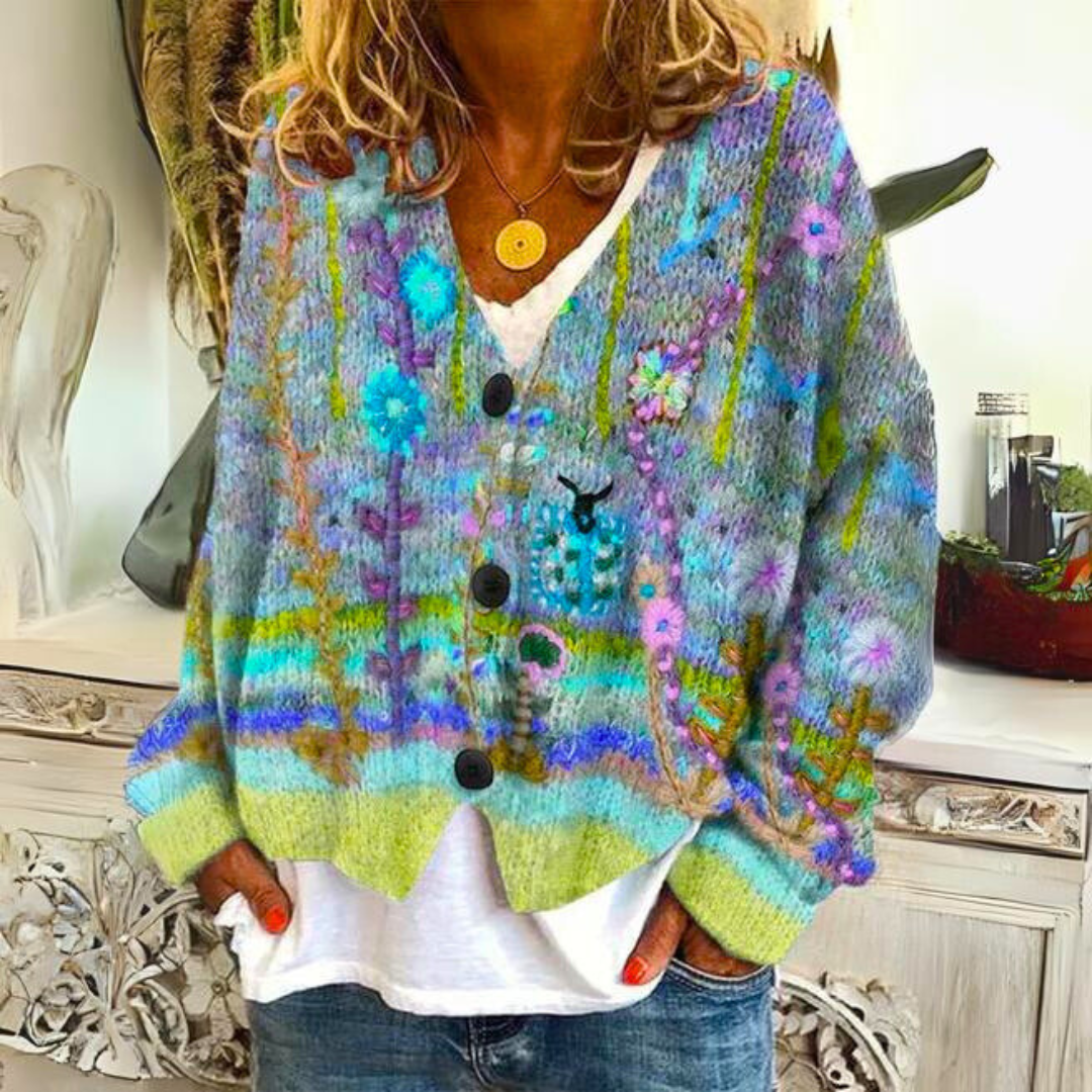 Cardigan chaud et confortable pour femmes, avec un imprimé unique, idéal pour la mode d'hiver et le cocooning.