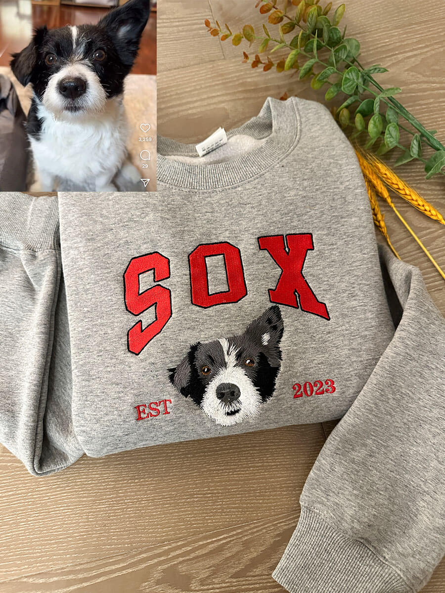 T-shirt personnalisé PetThread avec broderie animale détaillée, parfait pour les amoureux des bêtes. Mode unisexe.