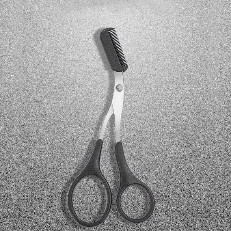 Ciseaux de précision pour sourcils TrimLuxe avec peigne intégré, outil essentiel beauté.
