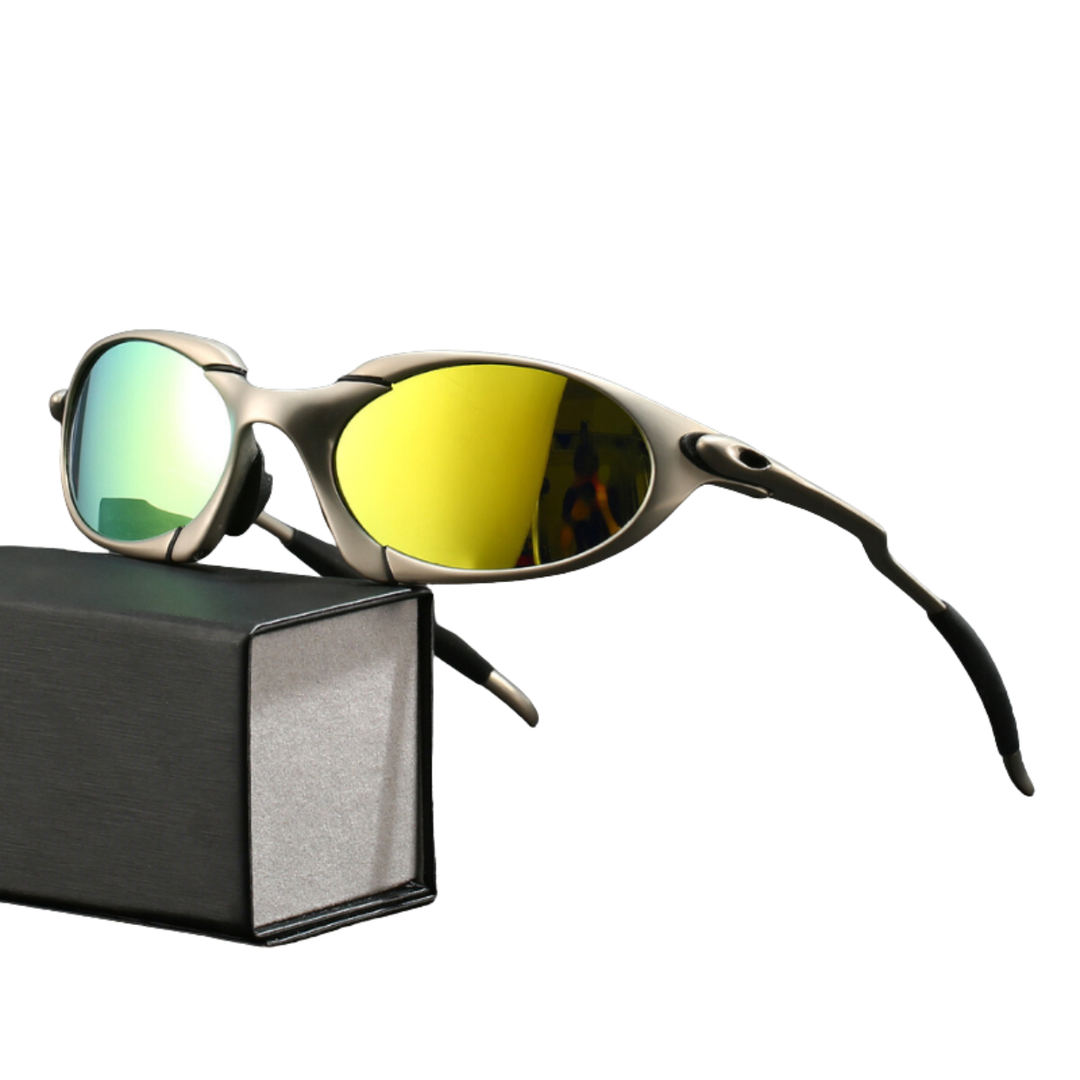 Lunettes de soleil hommes, polarisées, monture métal légère. Offrent un grand confort et protection UV pour le sport.