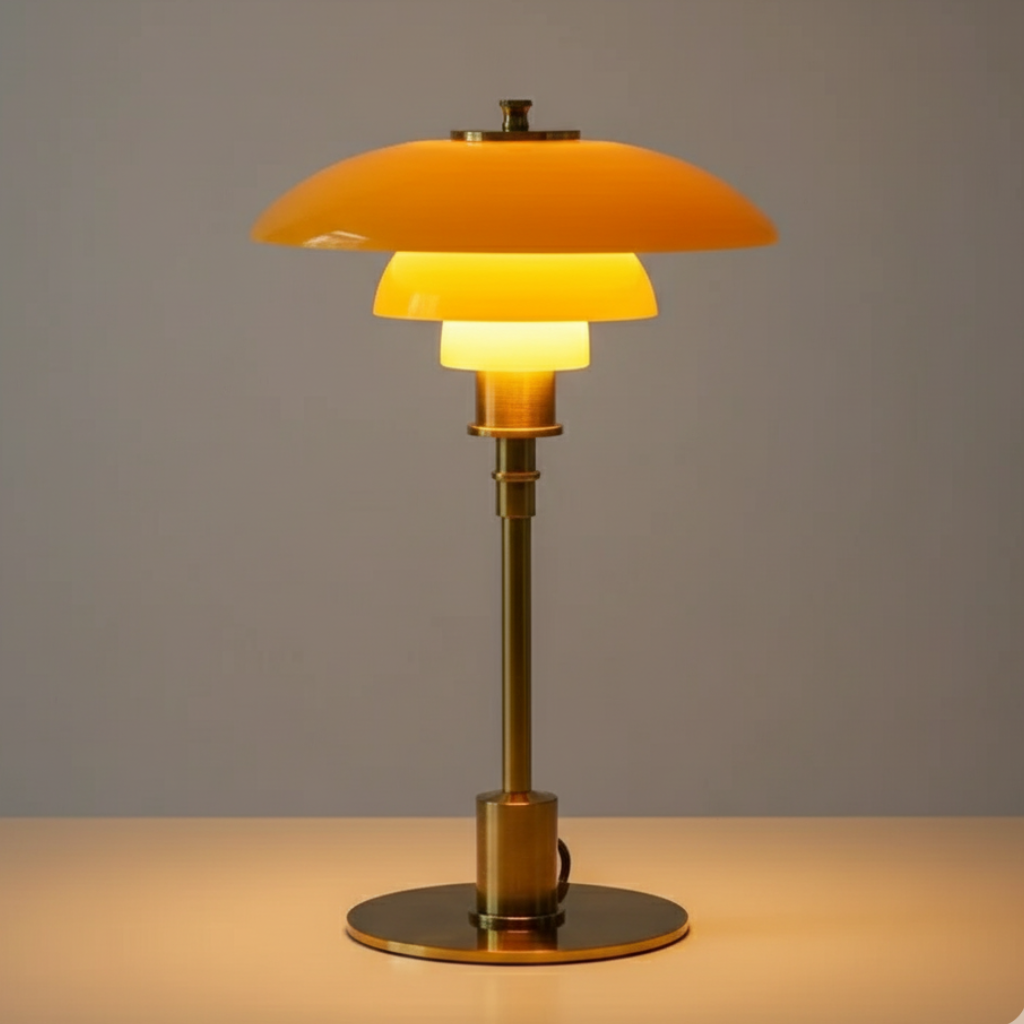 Lampe de table scandinave LED minimaliste pour chevet ou bureau, design moderne et épuré.