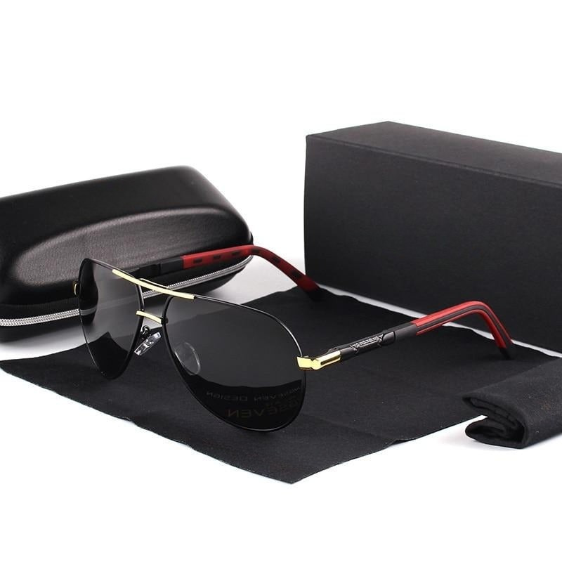 Élégantes lunettes de soleil polarisées pour hommes, monture légère en aluminium, protection UV400.