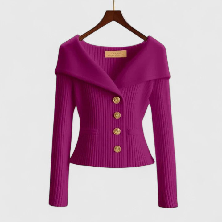 Chandail femme confortable col V, manches longues, polyvalent pour la mode féminine.