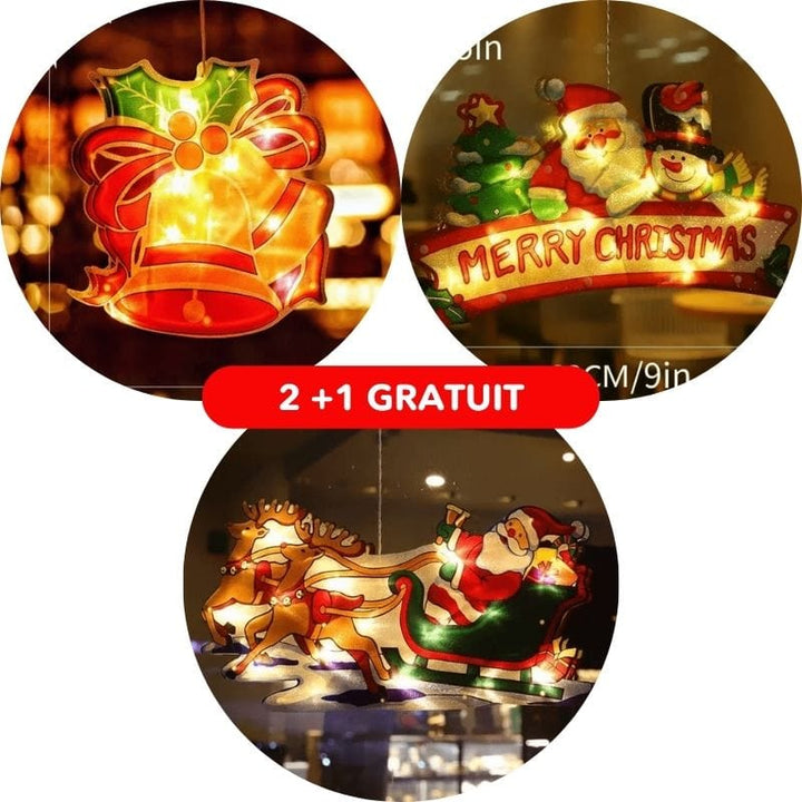 Décoration de Noël LED pour fenêtre, ornement suspendu lumineux, parfait pour les fêtes.