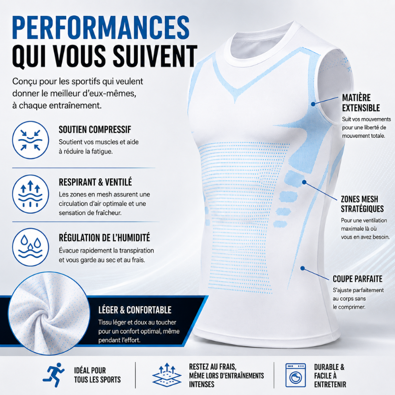 Débardeur modelant VitaBoost pour une silhouette sculptée, un ventre plat et une meilleure confiance en soi, effet gainant.