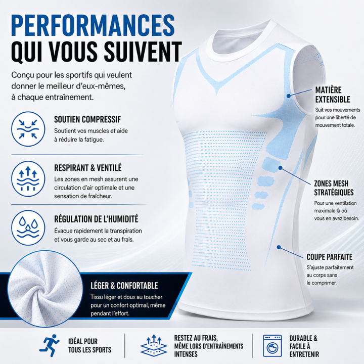 Débardeur modelant VitaBoost pour une silhouette sculptée, un ventre plat et une meilleure confiance en soi, effet gainant.