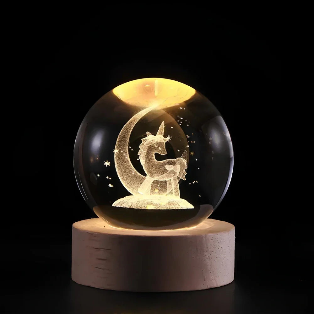 Lampe LED en cristal, un ajout cosmique à votre décoration, lumière captivante.