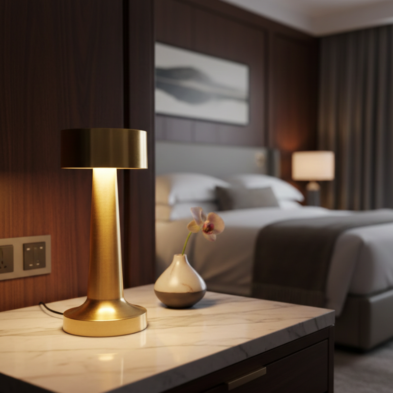 Lampe LED sans fil design, rechargeable, idéale pour ambiance moderne salon ou chambre.