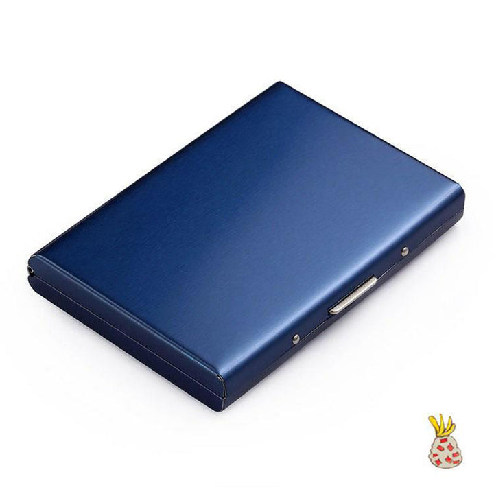 Design moderne : porte-cartes RFID argenté, protection des cartes et style épuré.