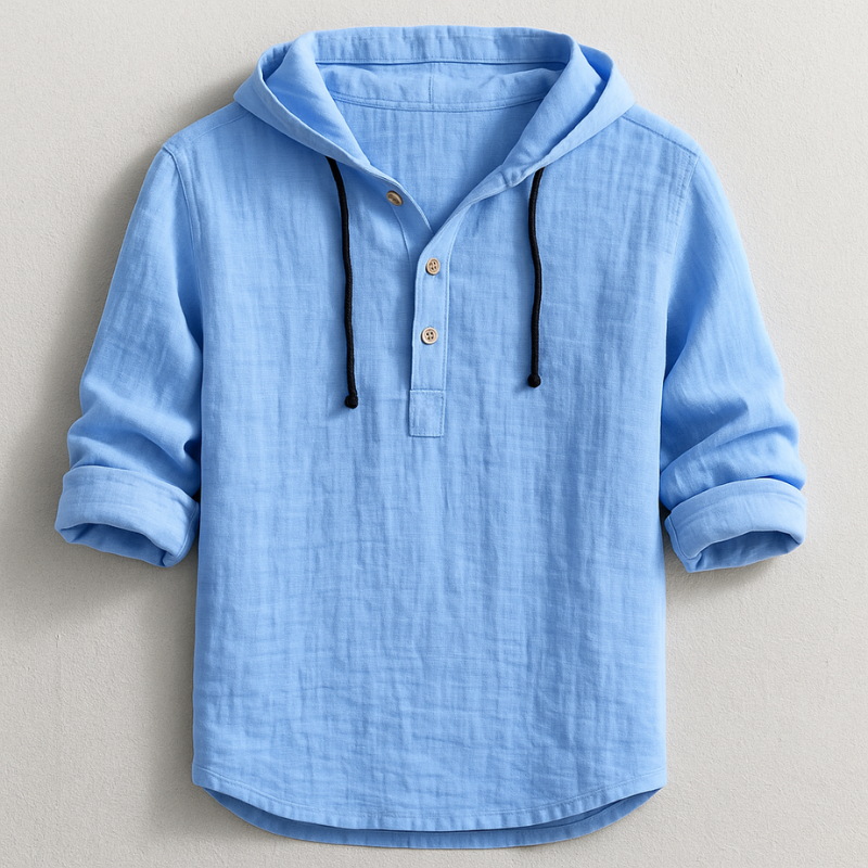 Gros plan sur le tissu doux et confortable d'une chemise à capuche homme, pour un vêtement masculin de qualité.