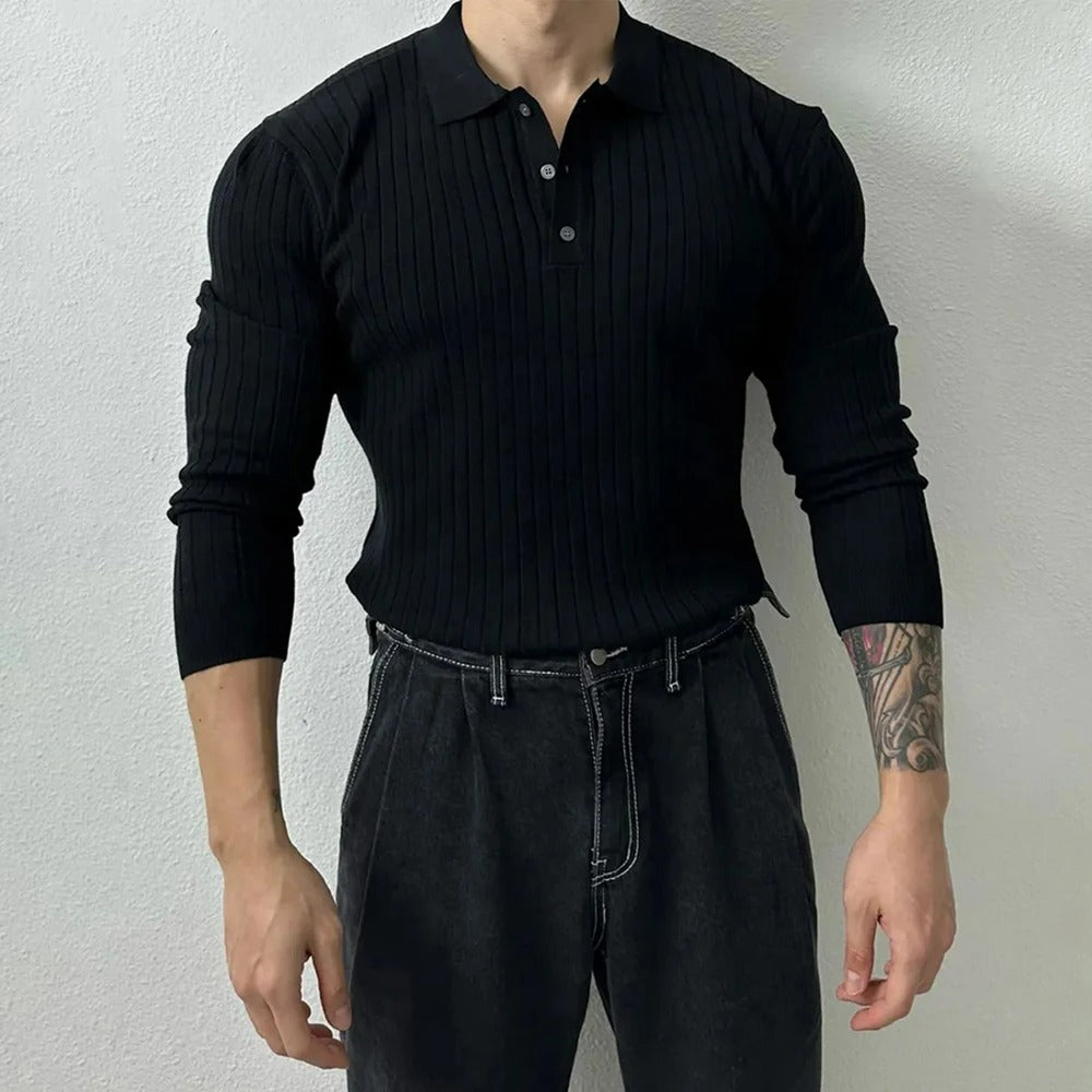 Mode masculine: pull homme à manches longues gris, idéal pour un look quotidien confortable et chic.