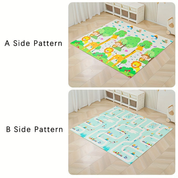 Tapis de jeu antidérapant, motifs animaux et nature, pour chambre d'enfant. Confortable et sécurisé pour l'apprentissage précoce.