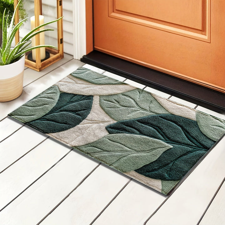 Tapis de bain vert sapin en microfibre, décoratif et très absorbant. Idéal pour votre salle de bain.