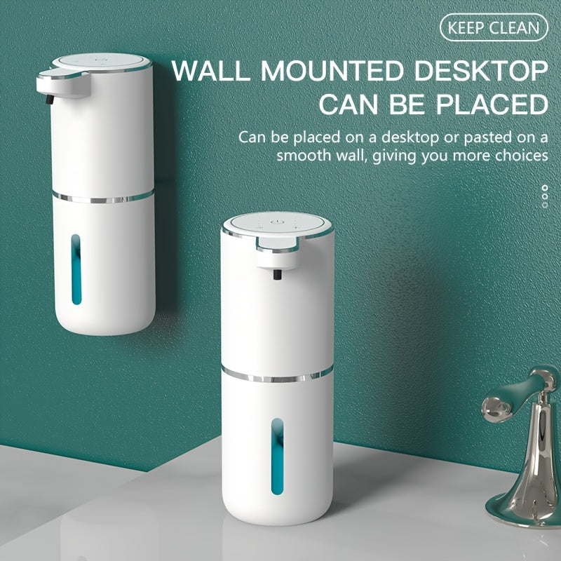 Distributeur de savon automatique mural noir, design élégant pour salle de bain et cuisine.