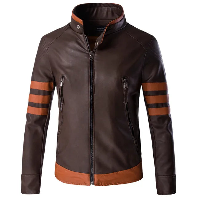 Blouson en cuir homme classique noir, coupe élégante, idéal automne/hiver. Style urbain intemporel.