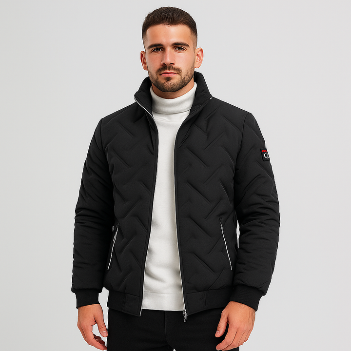 Veste matelassée homme pour l'hiver, design moderne et coupe-vent, assurant chaleur et confort.