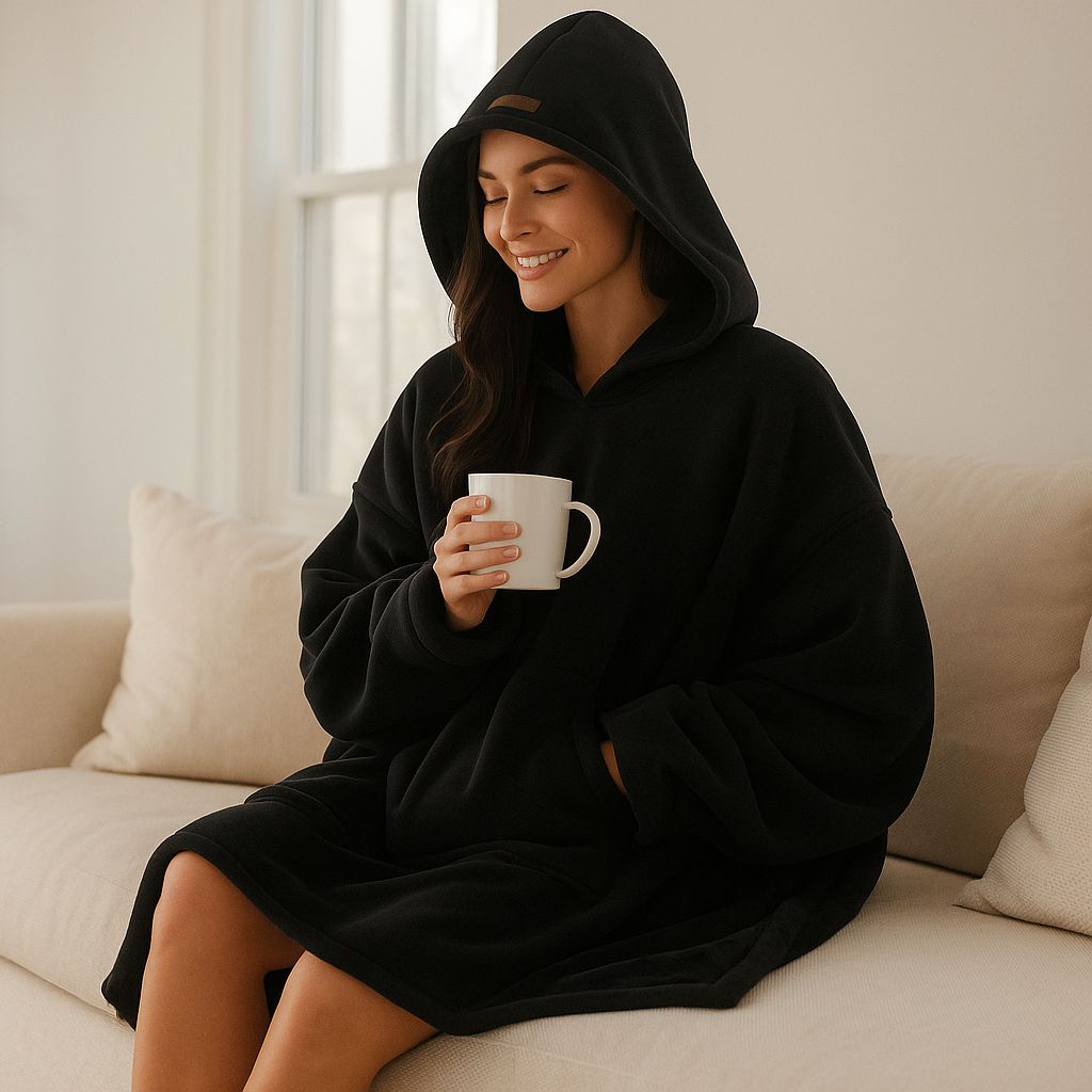 Couverture à capuche douillette pour femme, parfaite pour l'hiver et la détente confortable à la maison.