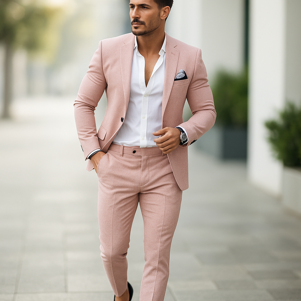 Costume slim homme bleu marine, coupe ajustée. Look formel, parfait pour business, mariage ou soirée élégante.