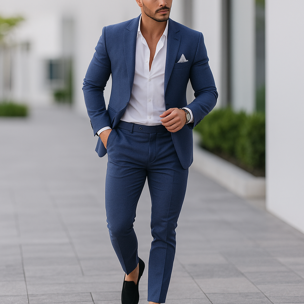 Costume slim homme rose. Design moderne, coupe ajustée et élégante. Idéal pour un style audacieux et chic.
