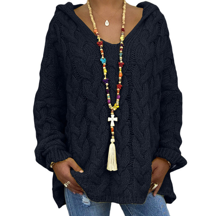 Pull femme doux, couleur tendance, motif torsadé classique. Vêtement hivernal polyvalent et élégant.